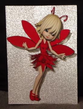 5 x 7 Red fairy on Glitter